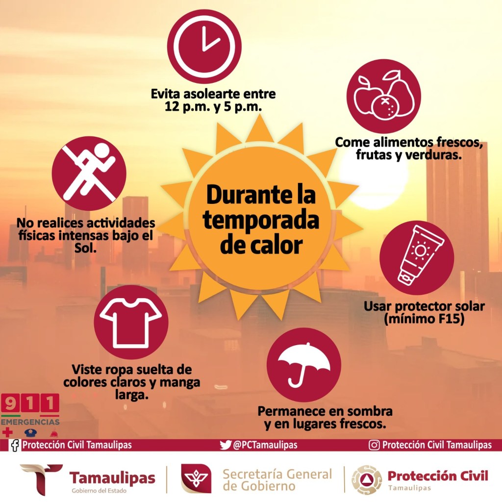 EMITE PROTECCIÓN CIVIL RÍO BRAVO RECOMENDACIONES PARA EVITAR GOLPE&nbsp;CALOR