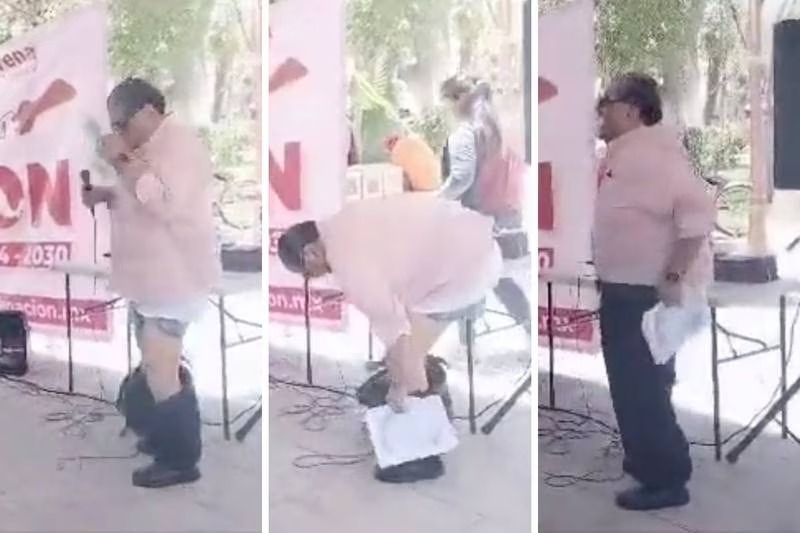 Diputado de Morena se viraliza en redes por perder los pantalones en pleno&nbsp;discurso