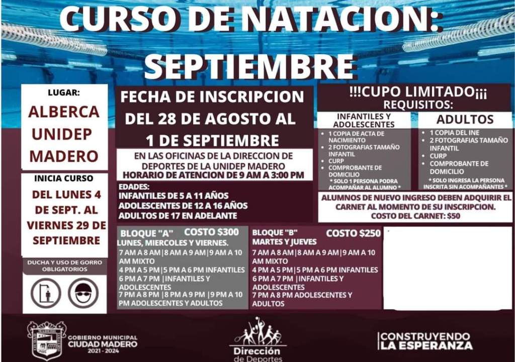 Unidep Madero Abre Inscripciones para Cursos de&nbsp;Natación