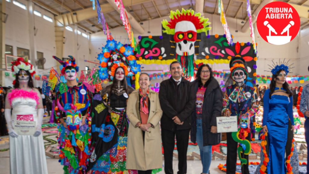 La Prepa «Ricardo Flores Magón» de Matamoros Conmemora el Día de Muertos con un Impactante Altar y Tapete&nbsp;Monumental