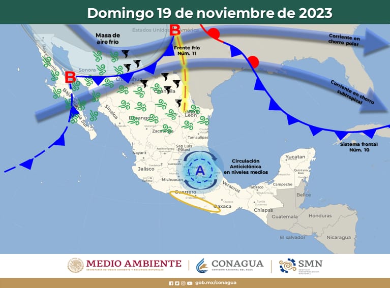 Viene frente frío 10 y 11 con temperaturas de 0 a 5&nbsp;grados
