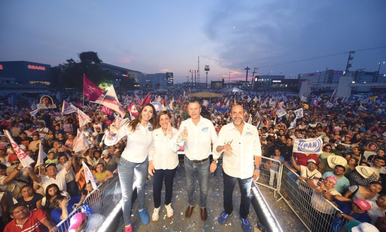 Masivo cierre de campaña de la fórmula «Equipo Tampico»; Rosa González, Chucho Nader, Marcela Unda y Pepe&nbsp;Schecaiban