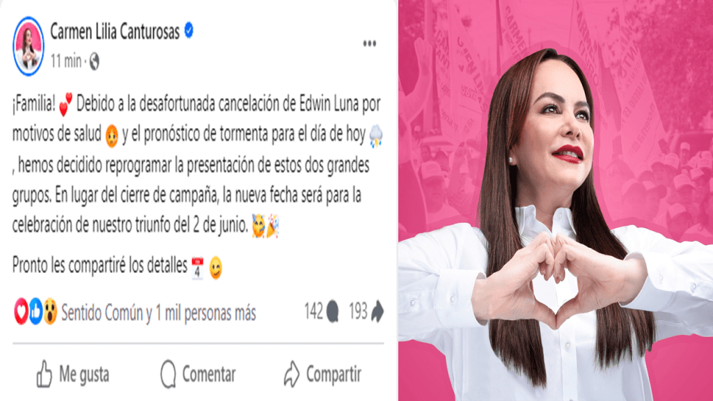 Carmen Lilia Canturosas reprograma cierre de Campaña en Nuevo&nbsp;Laredo