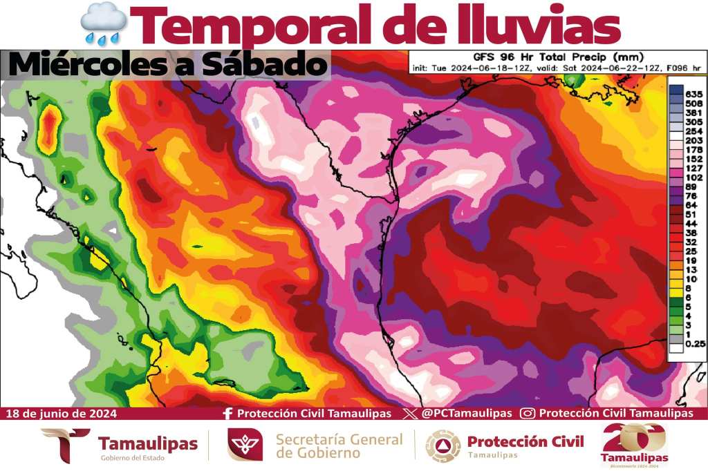 Alerta en Tamaulipas debido a aumento de lluvias ocasionado por el potencial ciclón&nbsp;tropical