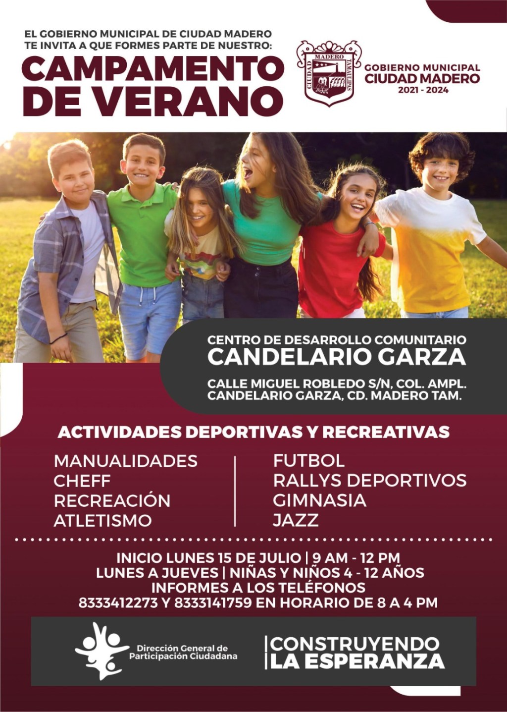 Realizarán Campamento de Verano en el CDC Ampliación Candelario&nbsp;Garza