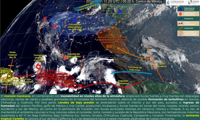 Pronóstico del SMN: Intervalos de chubascos y temperaturas extremas para hoy jueves en&nbsp;Tamaulipas