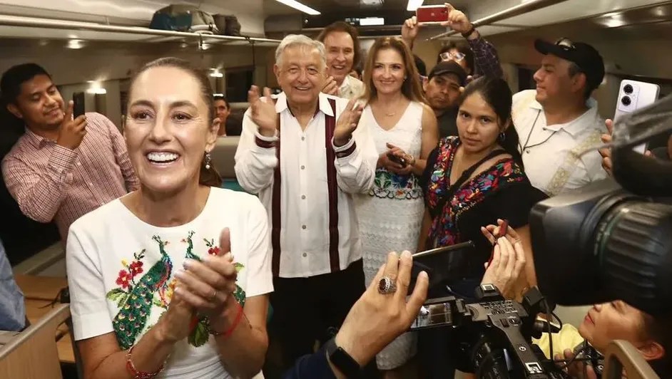 AMLO se despide de gobernadores en recorrido por el Tren&nbsp;Maya