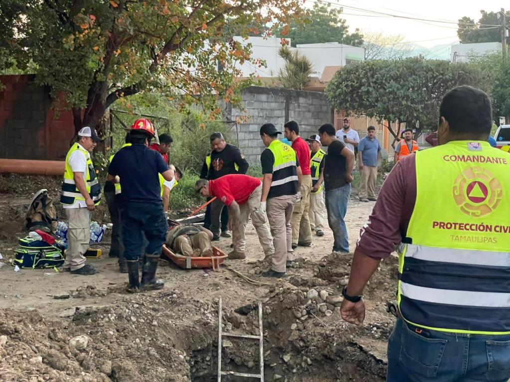 Incidente en obra de subcolector en Cd. Victoria resuelto sin víctimas&nbsp;graves