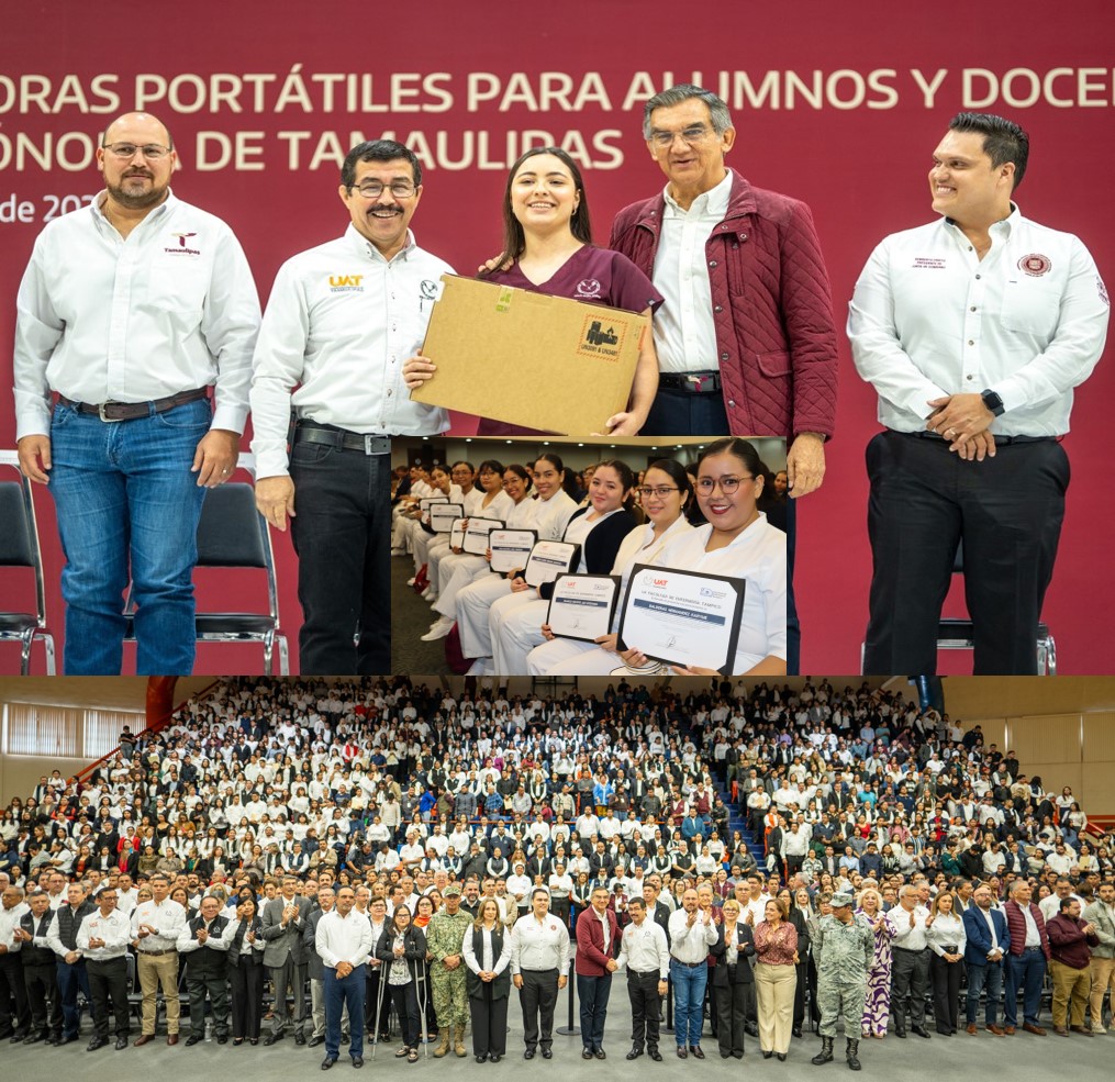 GOBERNADOR Y RECTOR HACEN ENTREGA HISTÓRICA DE EQUIPOS DE CÓMPUTO A ESTUDIANTES Y DOCENTES DE LA&nbsp;UAT