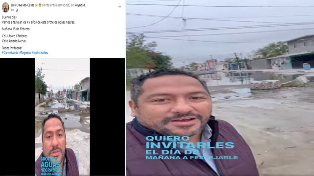 Invitan a festejar los XV años de un brote de aguas negras en&nbsp;Reynosa