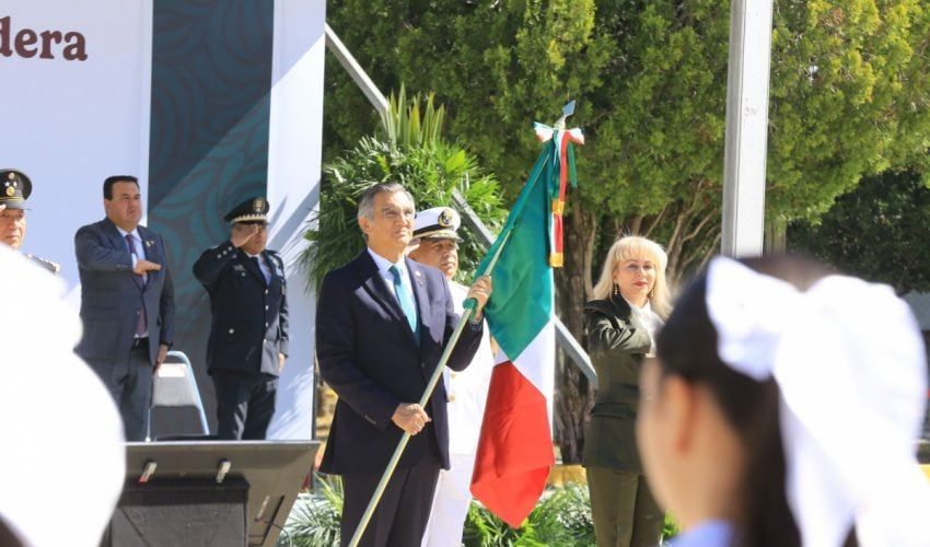Preside gobernador Américo Villarreal ceremonia del Día de la&nbsp;Bandera