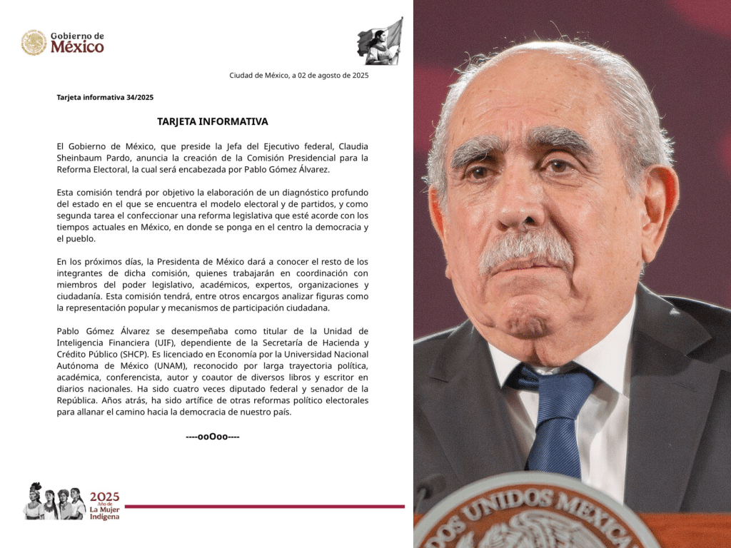 Pablo Gómez deja la UIF y encabezará Comisión para Reforma Electoral; Sheinbaum guarda silencio sobre&nbsp;relevo