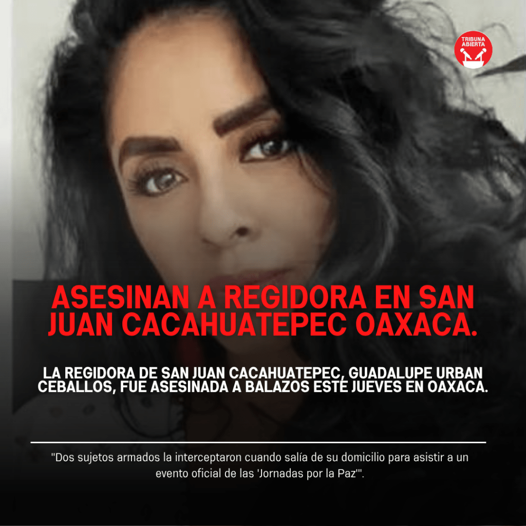 Asesinan a balazos a la regidora Guadalupe Urban Ceballos en San Juan Cacahuatepec,&nbsp;Oaxaca