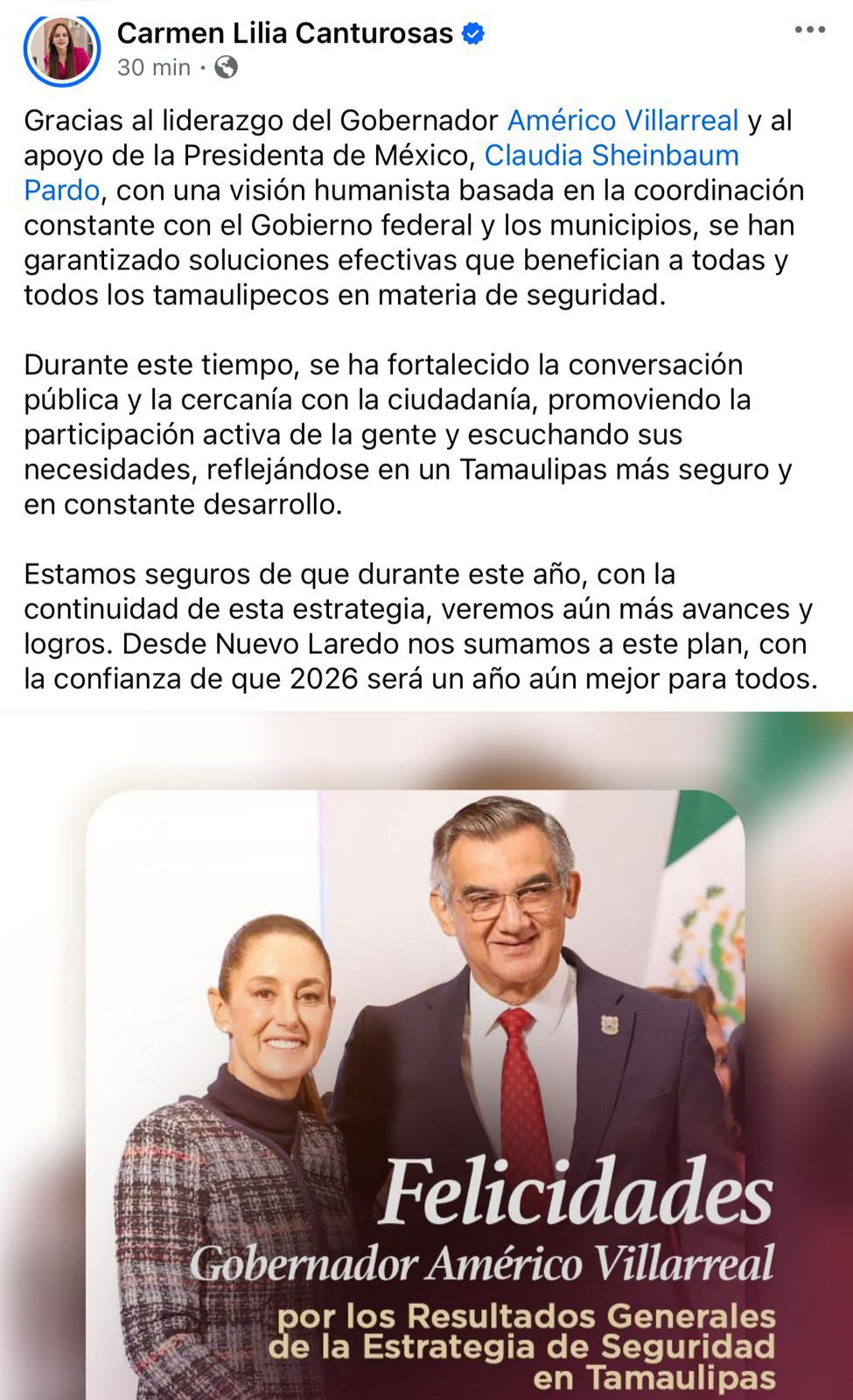 Carmen Lilia Canturosas respalda resultados de la estrategia de seguridad estatal y&nbsp;federal