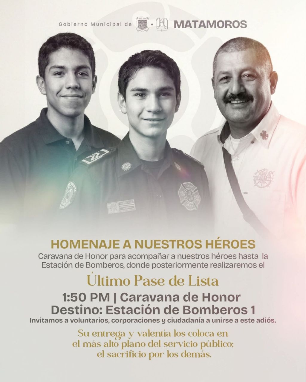 Matamoros rendirá último pase de lista a bomberos caídos en cumplimiento del&nbsp;deber