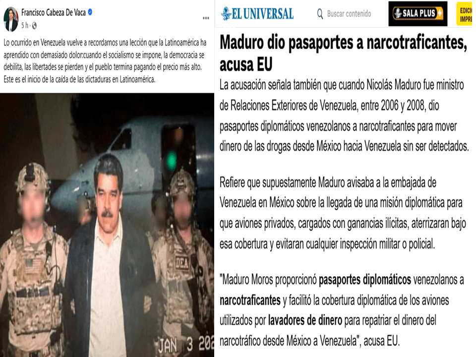 Las acusaciones de EU contra Maduro coinciden con los gobiernos de Fox , Calderón y el ascenso político de Cabeza de&nbsp;Vaca