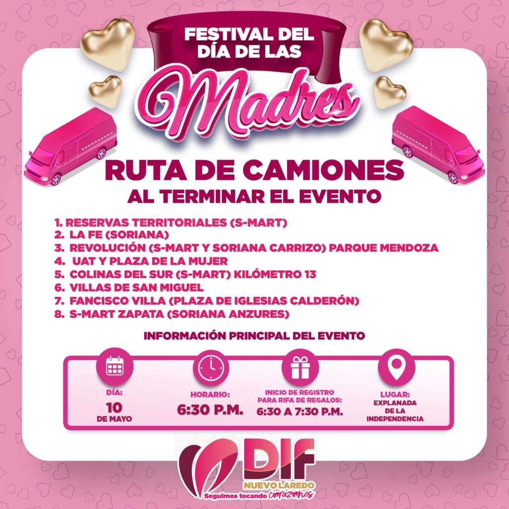 ANUNCIA ALCALDESA CARMEN LILIA CANTUROSAS RUTAS DE TRANSPORTE AL FINALIZAR FESTEJO DEL DÍA DE LAS&nbsp;MADRES
