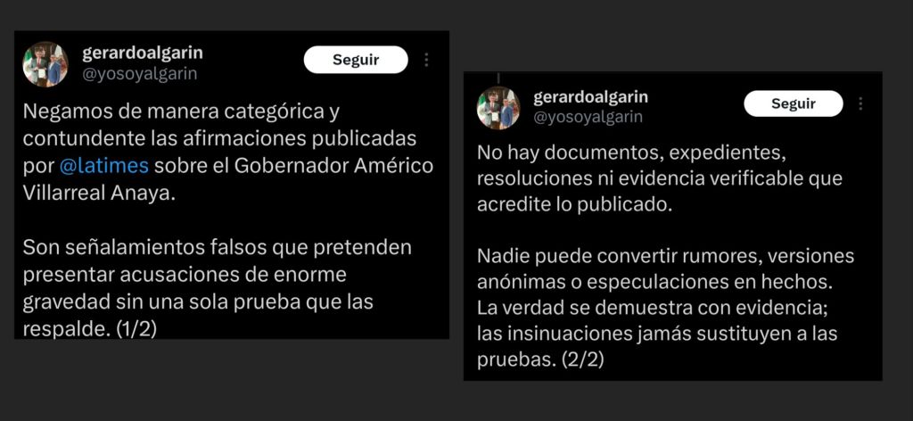 Gobierno de Tamaulipas rechaza supuesta investigación de Estados Unidos contra Américo&nbsp;Villarreal
