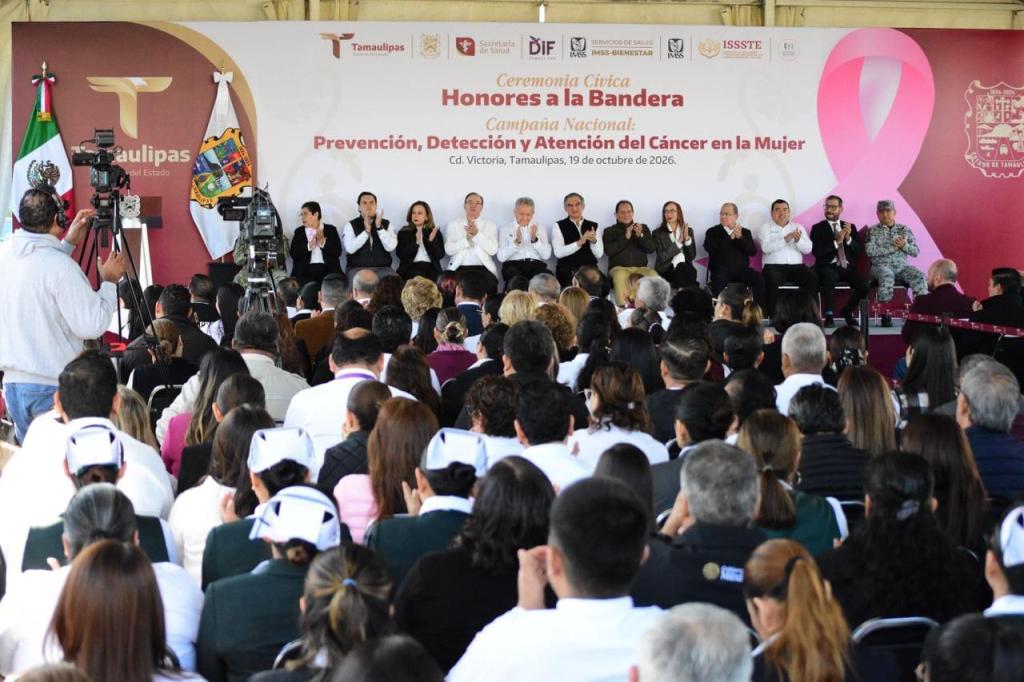 Participa Congreso en acto cívico y arranque de campaña de prevención del cáncer en la mujer
